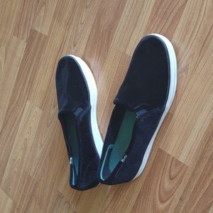 Black Velvet "triple decker" slip on Keds with Ortholite